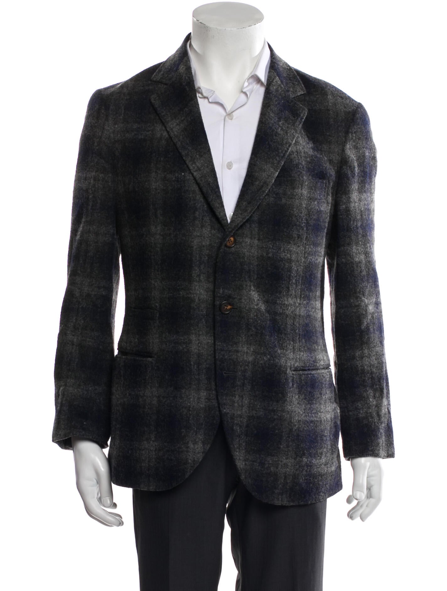 Brunello Cucinelli Plaid Print Peacoat