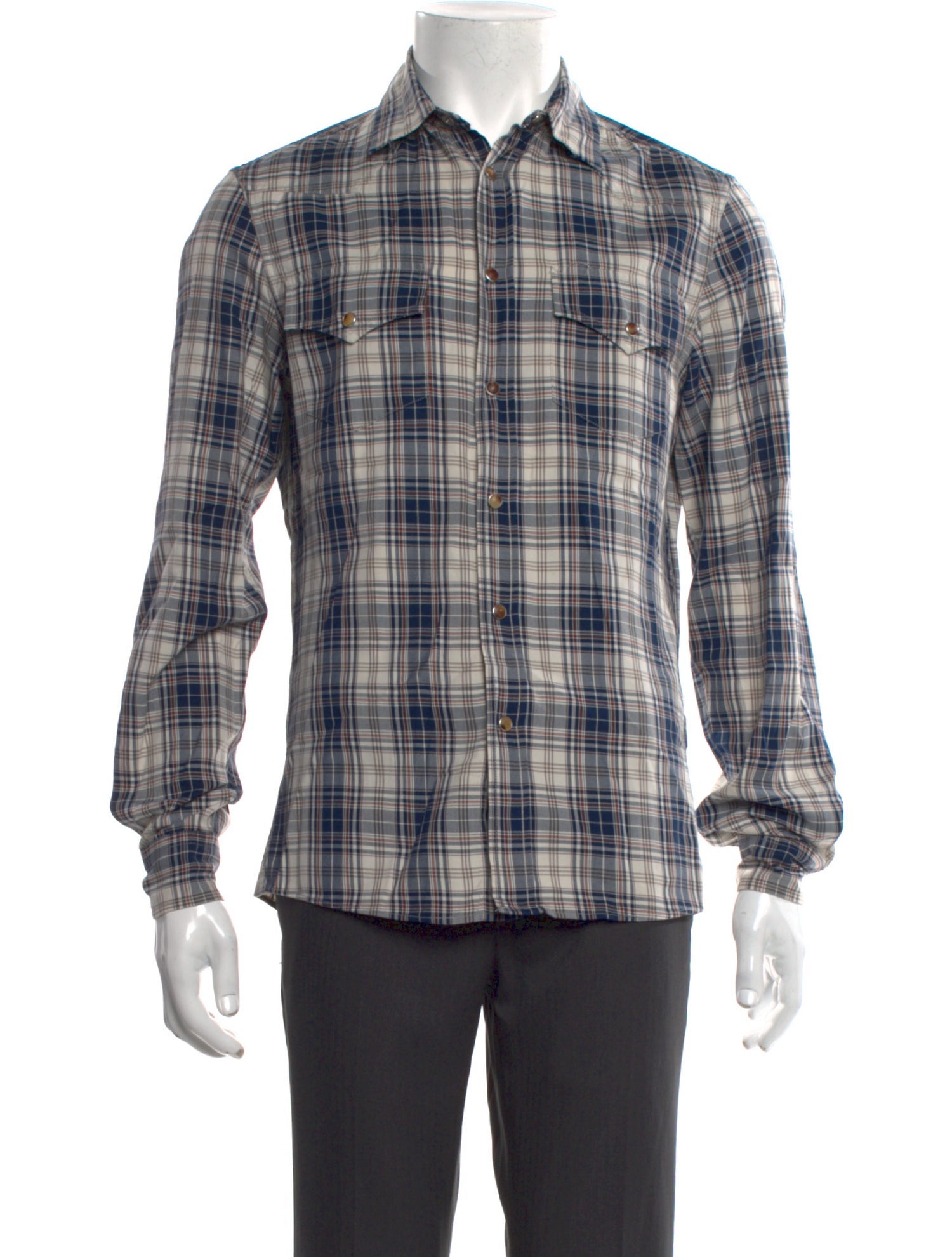 Brunello Cucinelli Plaid Print Long Sleeve Shirt