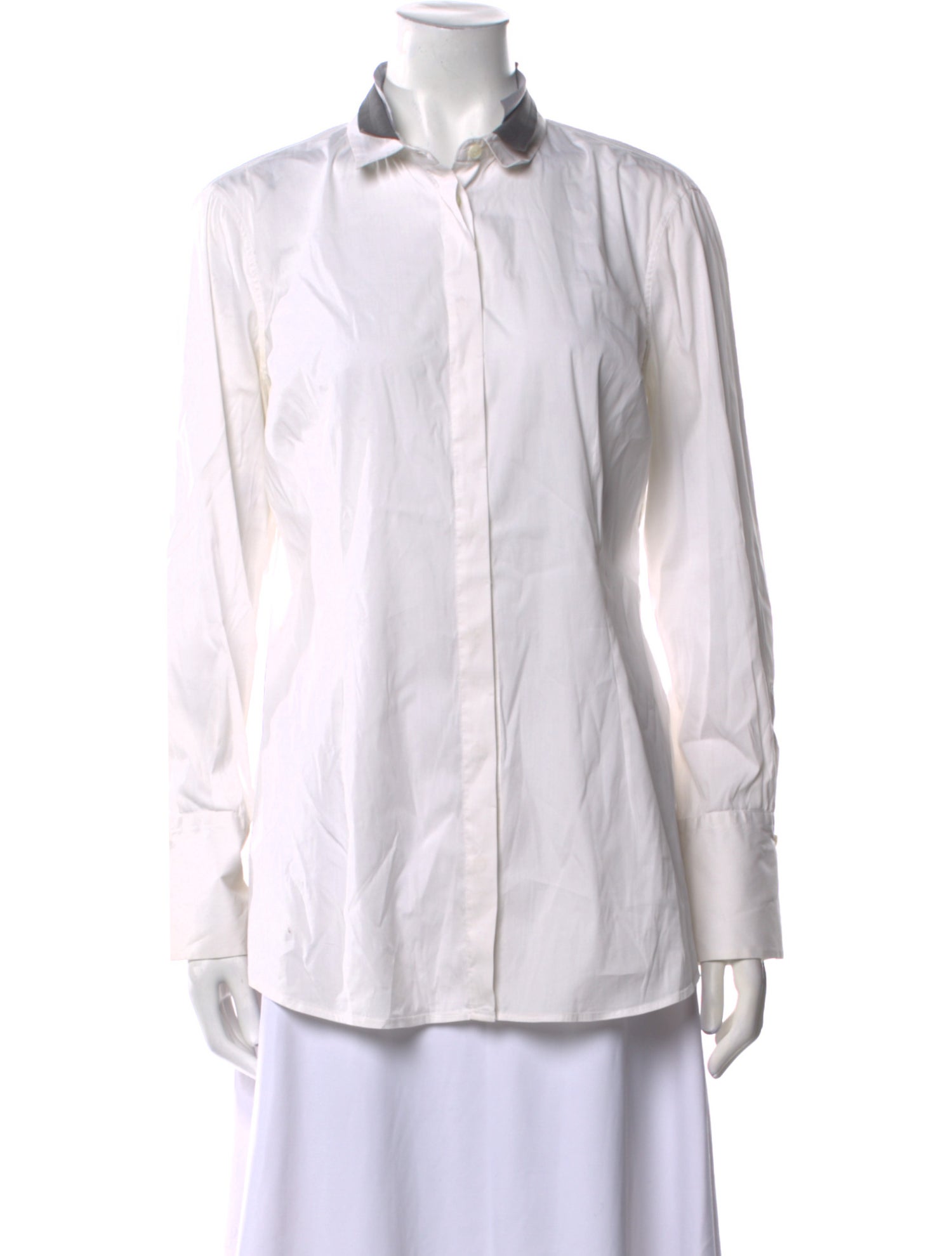 Brunello Cucinelli Long Sleeve Button-Up Top