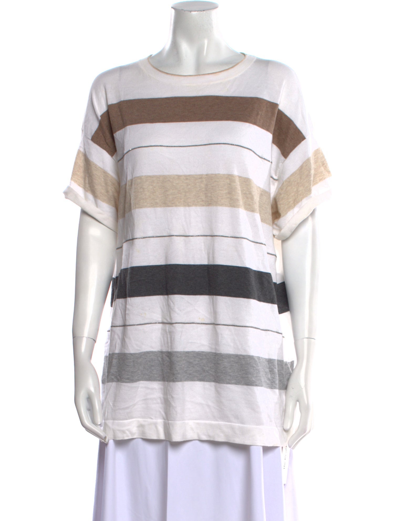 Brunello Cucinelli Striped Crew Neck T-Shirt