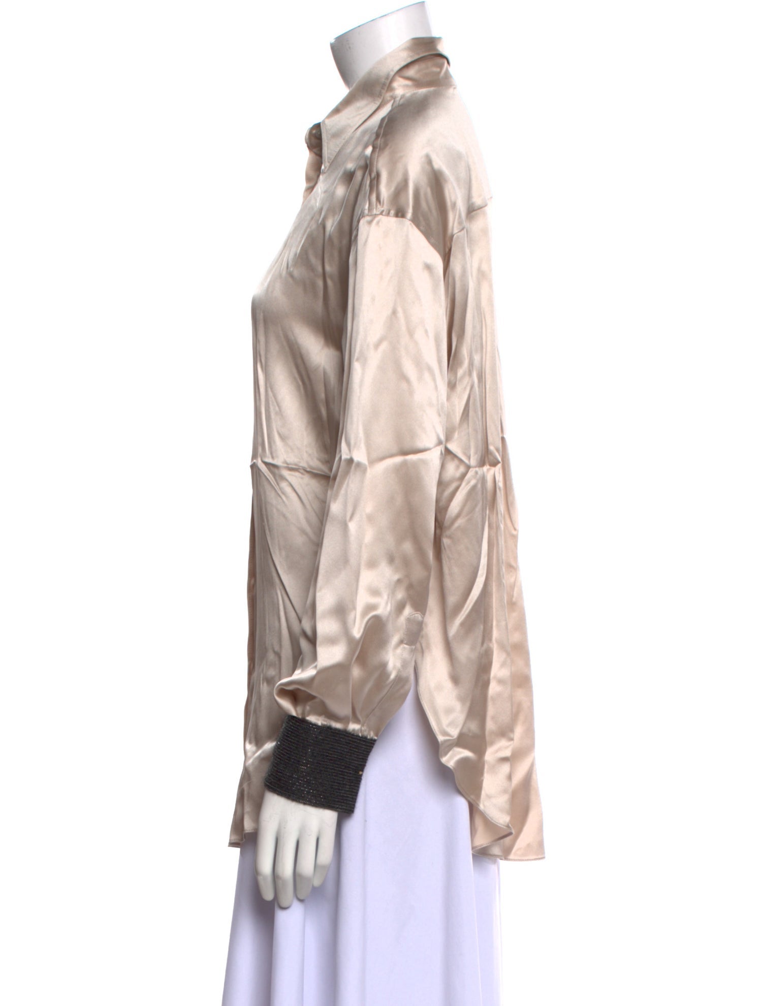 Brunello Cucinelli Silk Long Sleeve Button-Up Top w/ Tags