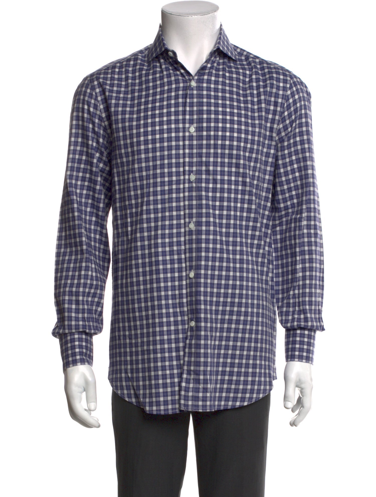 Brunello Cucinelli Plaid Print Long Sleeve Dress Shirt