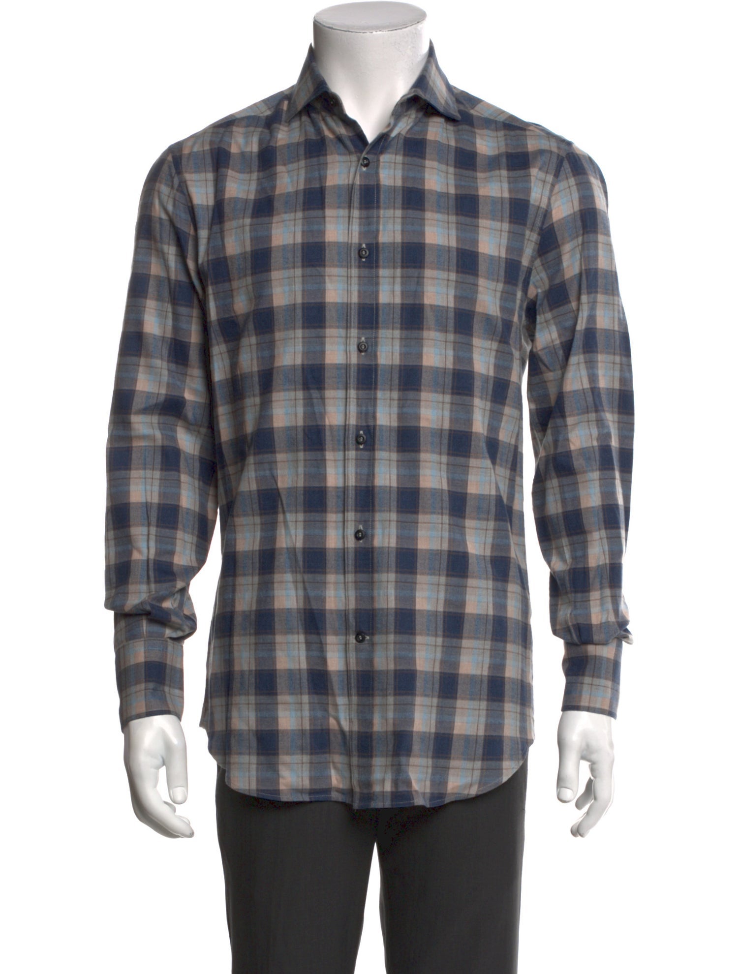 Brunello Cucinelli Plaid Print Long Sleeve Shirt