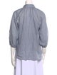 Brunello Cucinelli Striped Three-Quarter Sleeve Button-Up Top