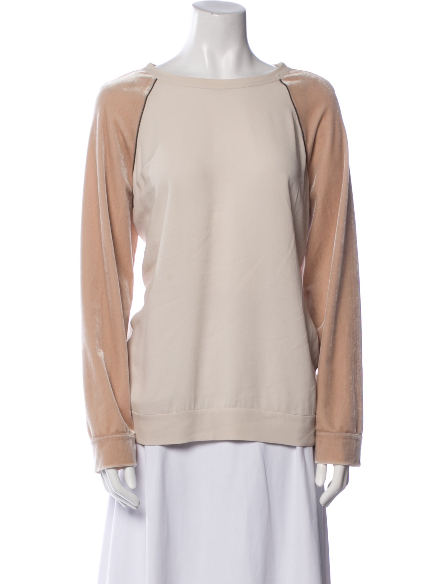 Brunello Cucinelli Silk Bateau Neckline Sweatshirt