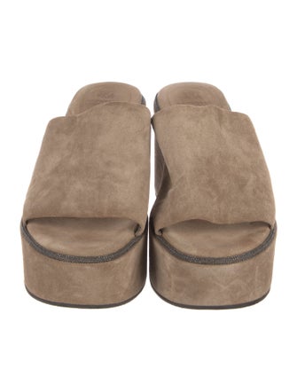 Brunello Cucinelli Monili Suede Slides