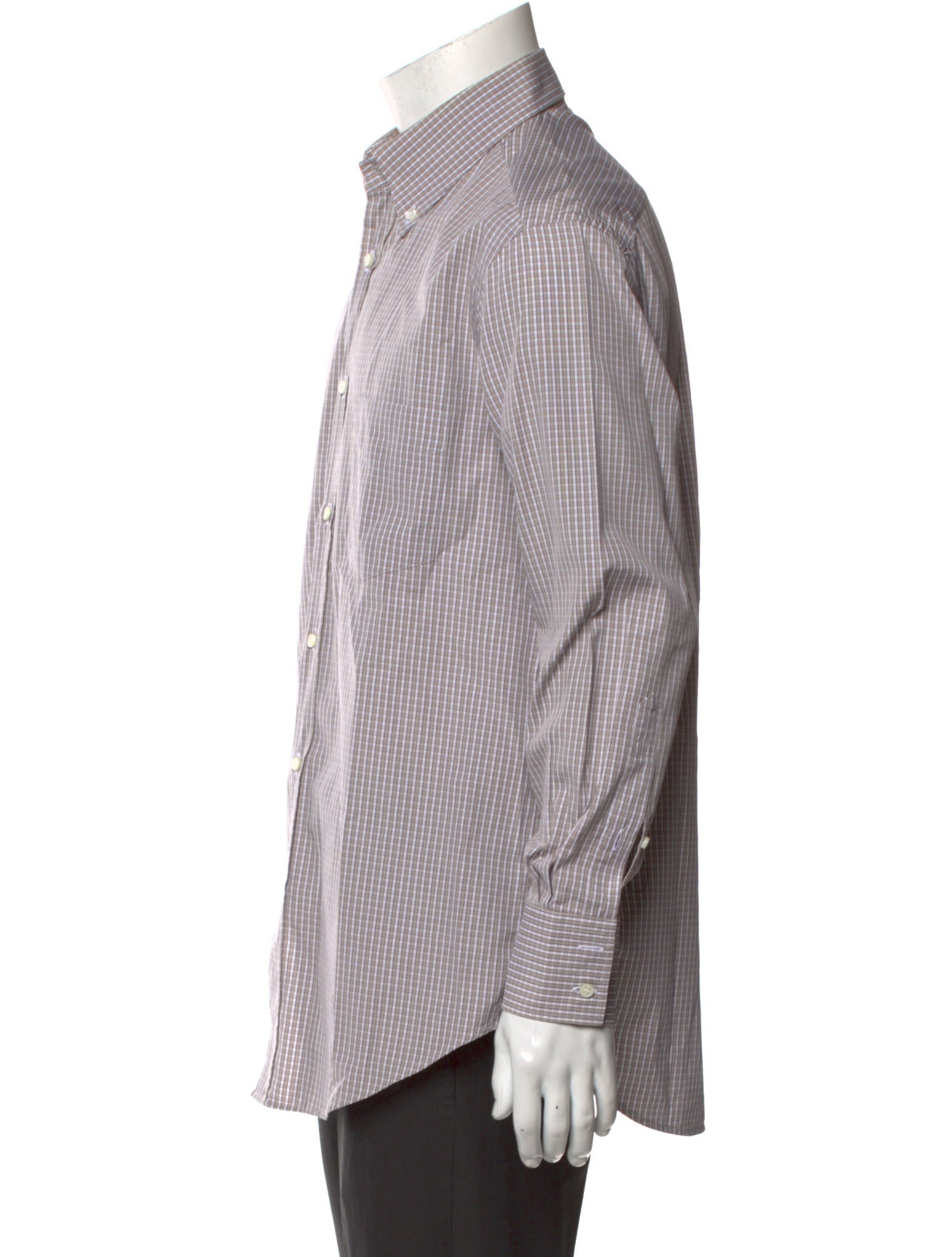 Brunello Cucinelli Plaid Print Long Sleeve Dress Shirt