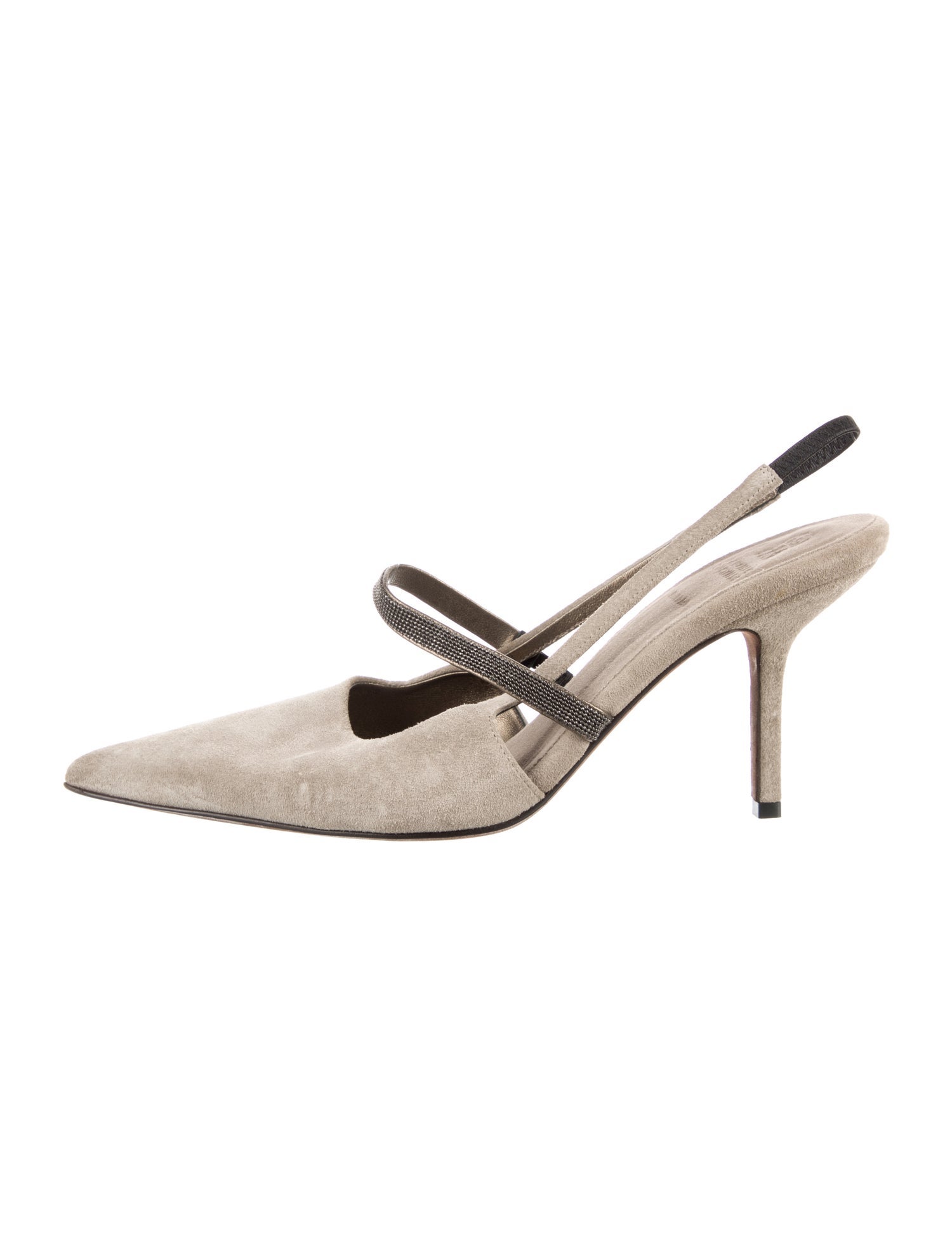 Brunello Cucinelli Monili Suede Slingback Pumps