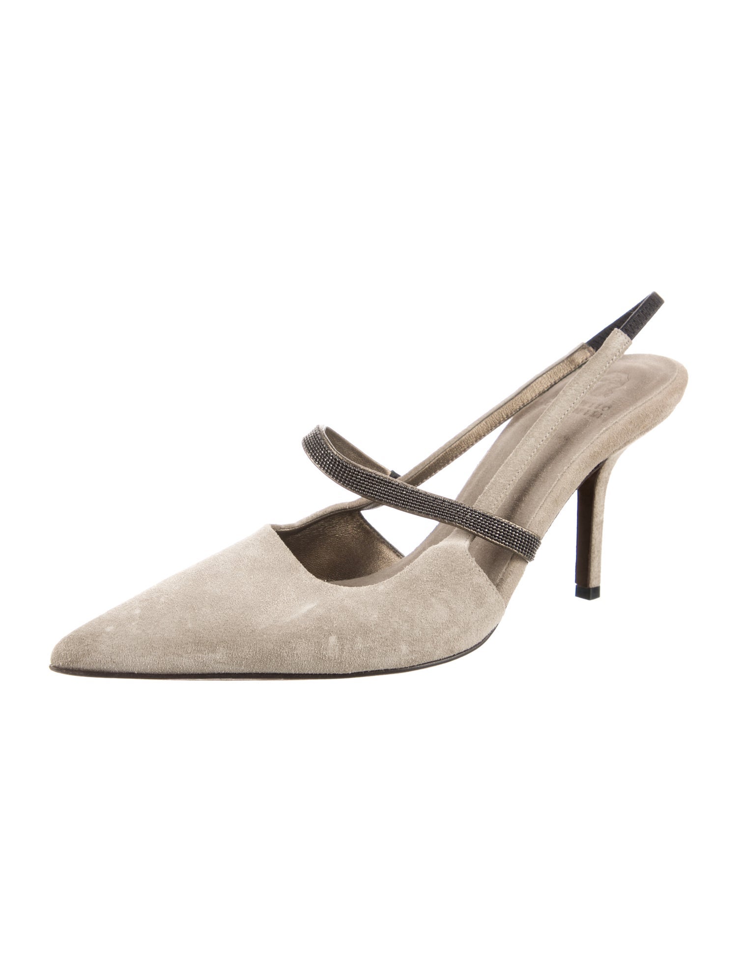 Brunello Cucinelli Monili Suede Slingback Pumps