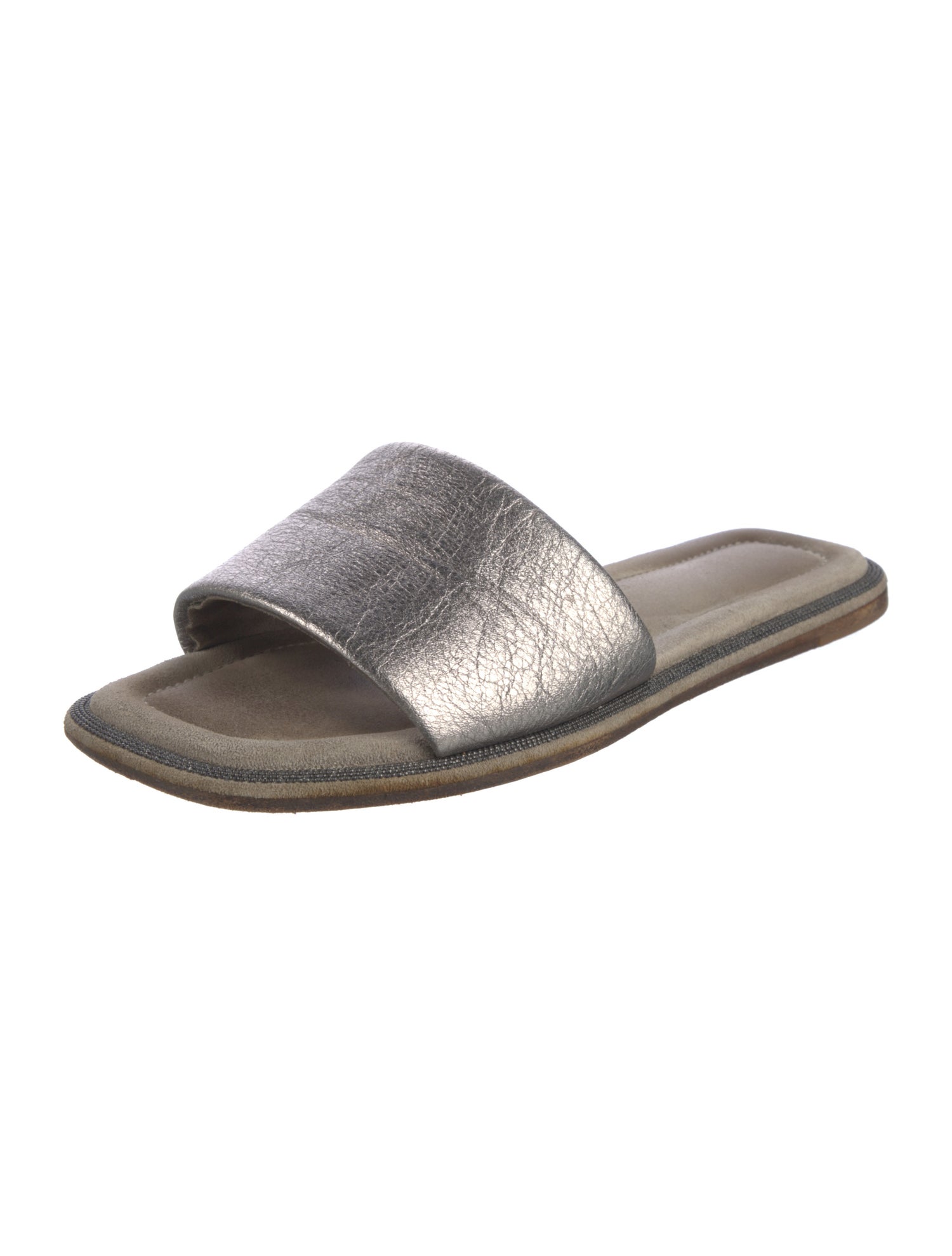Brunello Cucinelli Monili Leather Slides