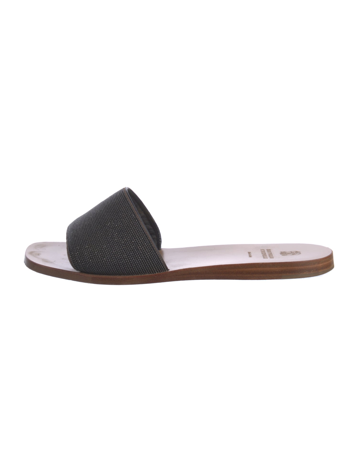 Brunello Cucinelli Monili Leather Slides