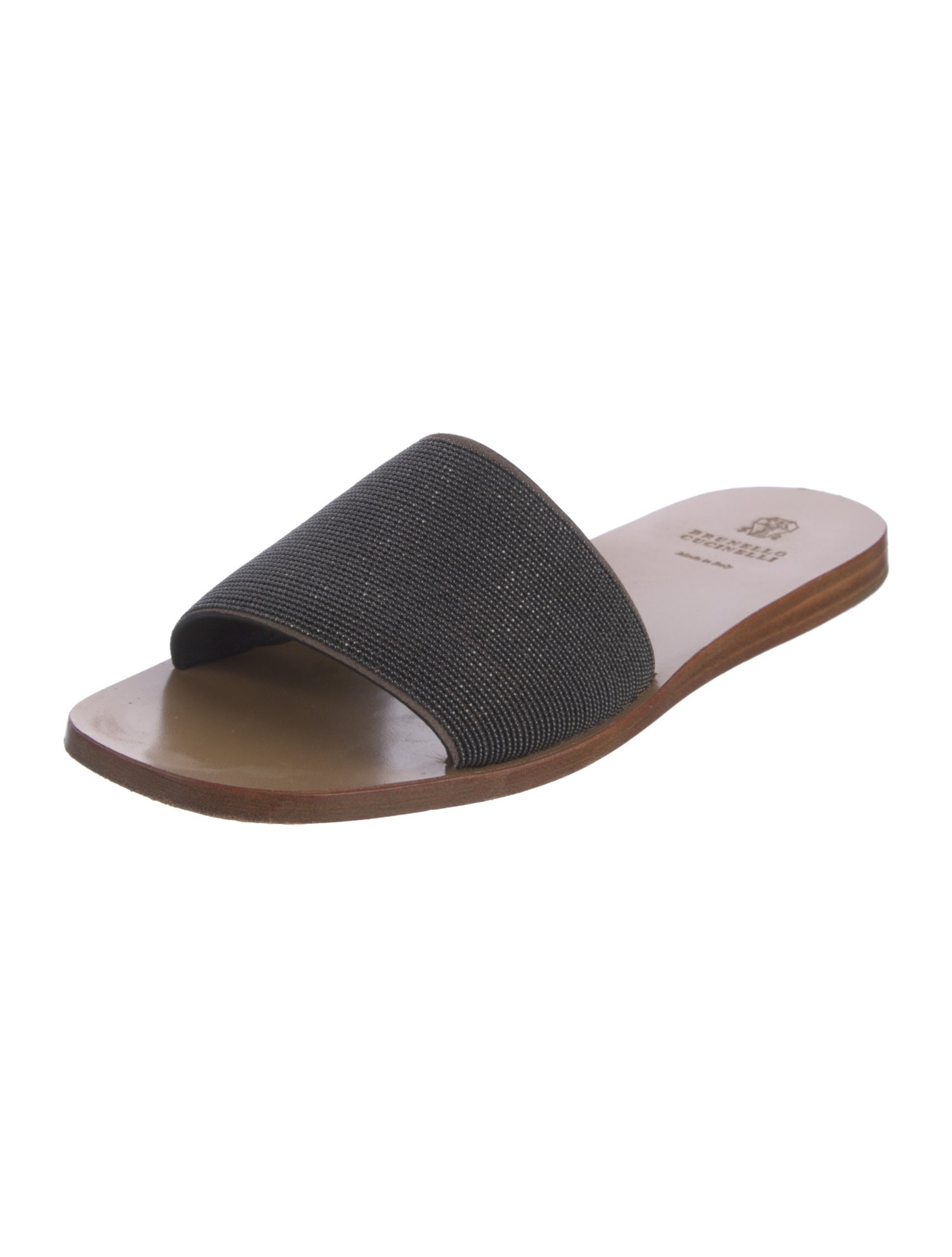 Brunello Cucinelli Monili Leather Slides