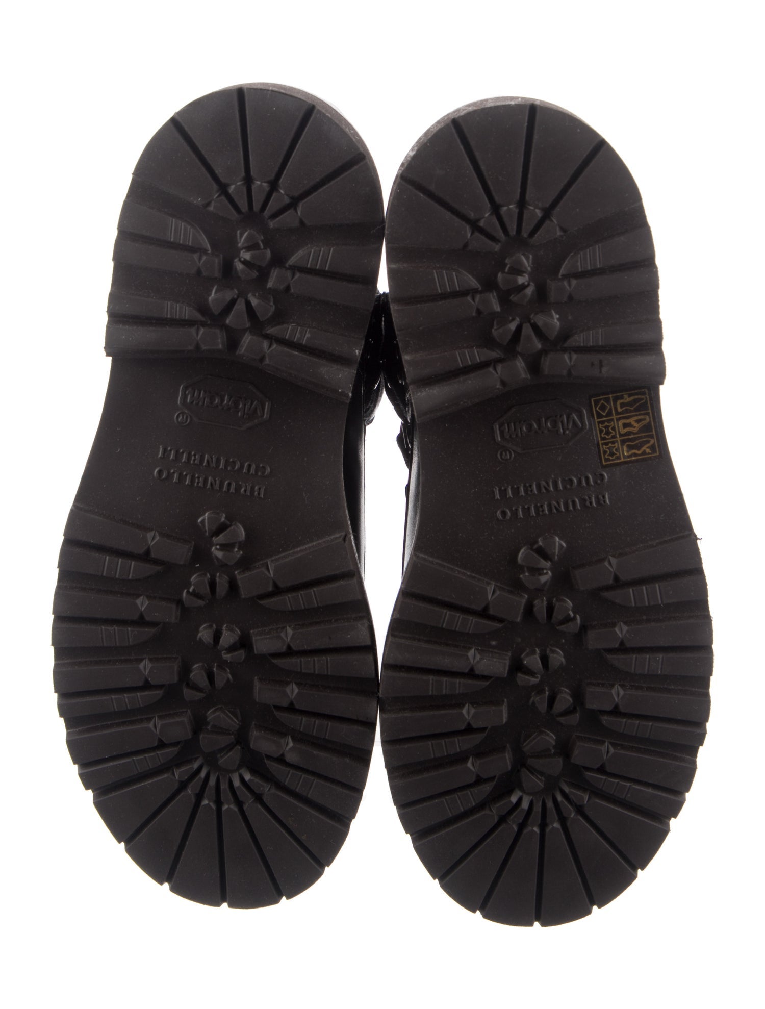 Brunello Cucinelli Leather Colorblock Pattern Combat Boots