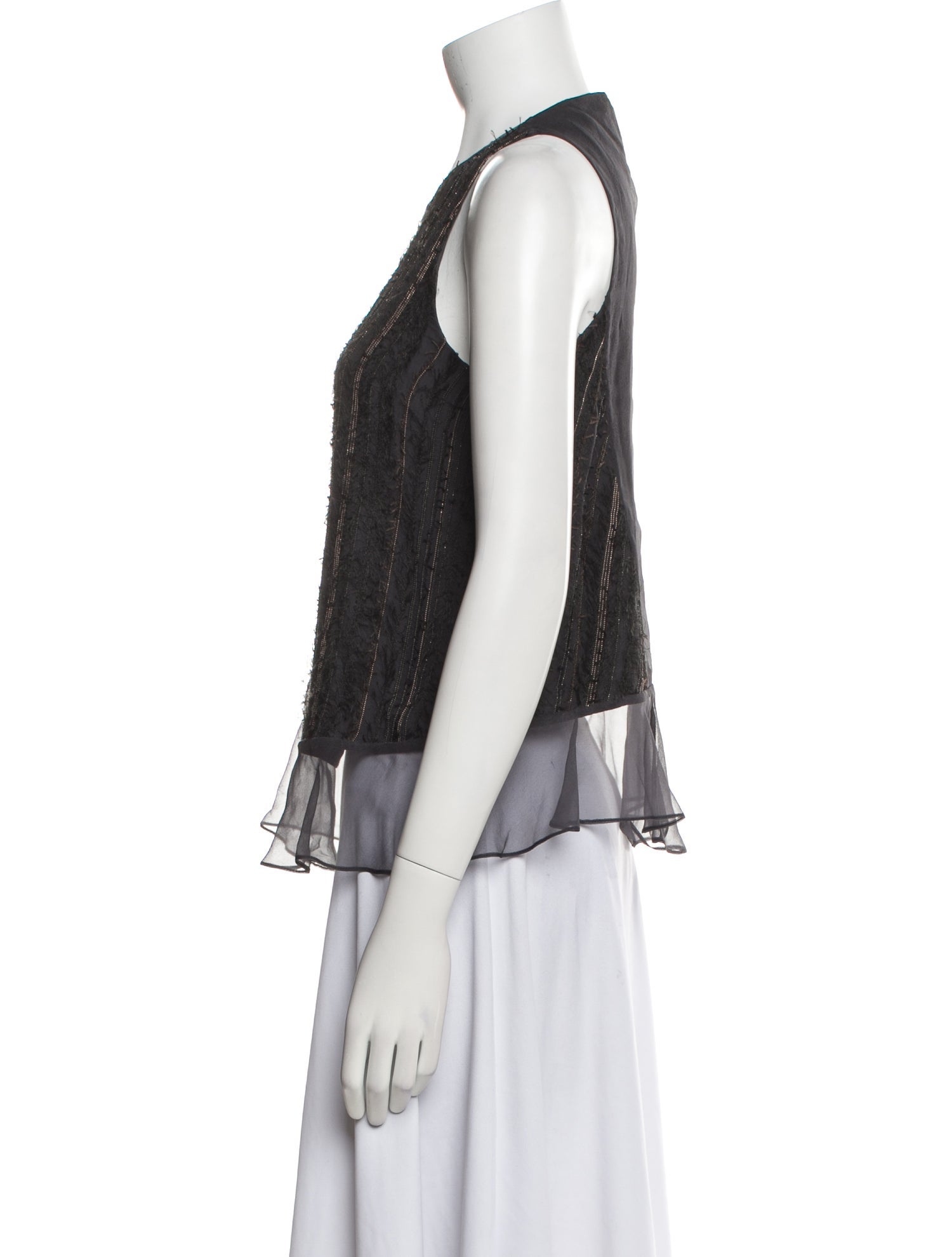 Brunello Cucinelli Silk Lace Pattern Top
