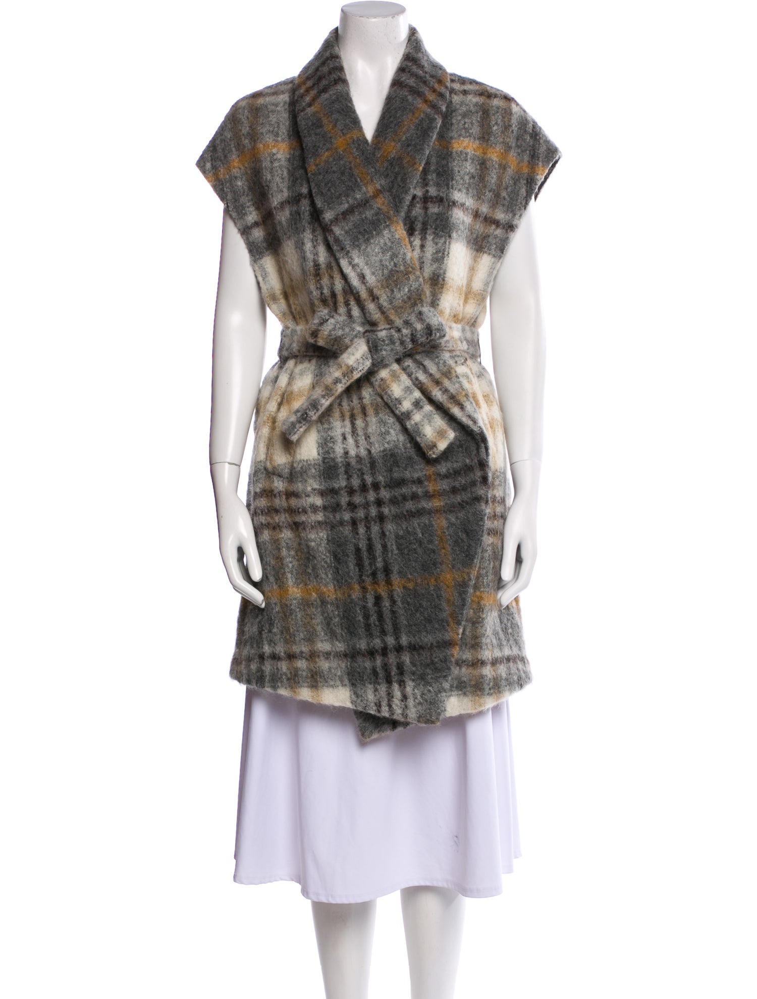 Brunello Cucinelli Alpaca Plaid Print Coat