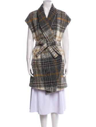 Brunello Cucinelli Alpaca Plaid Print Coat