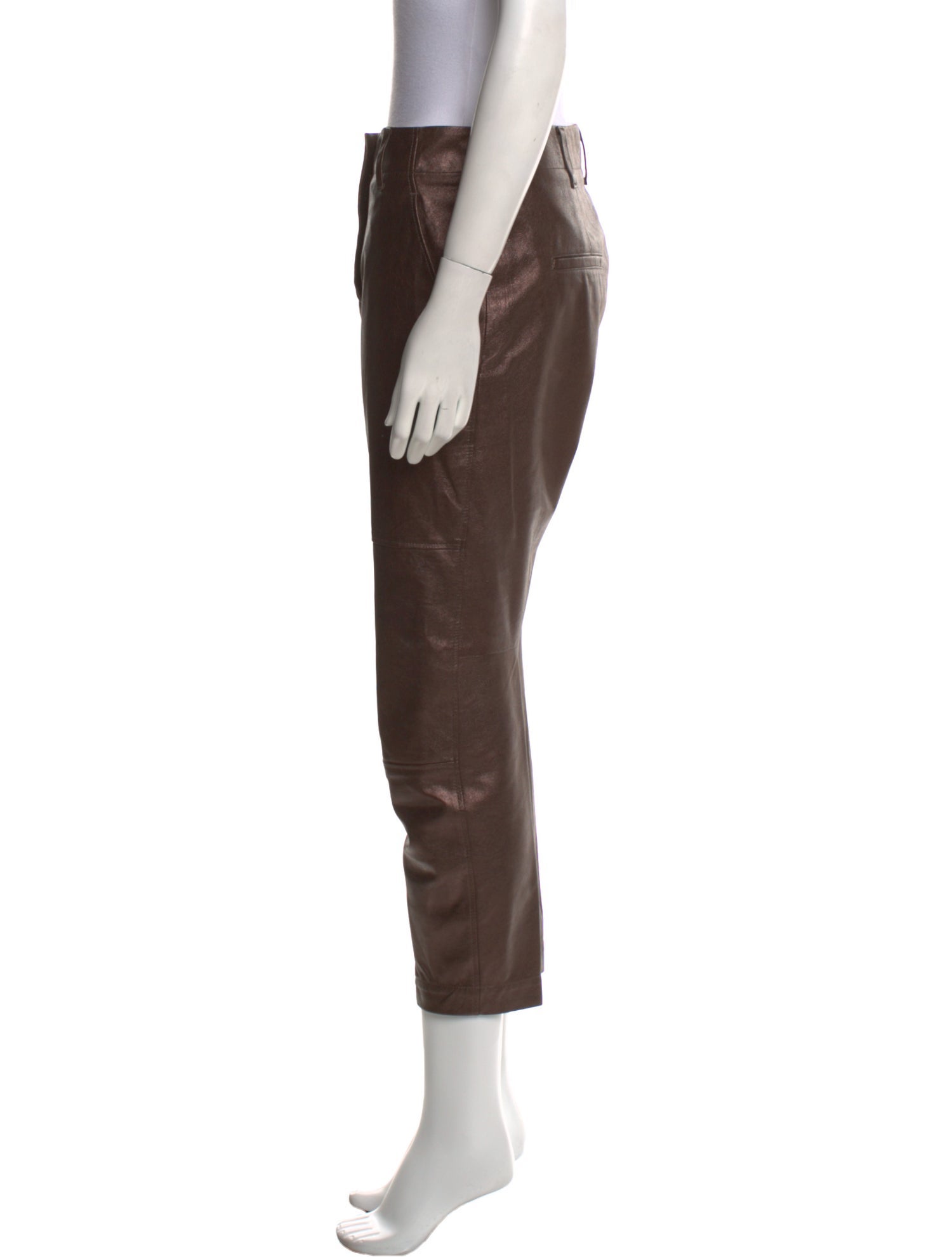 Brunello Cucinelli Leather Straight Leg Pants