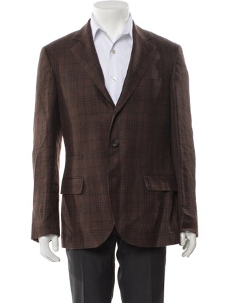 Brunello Cucinelli Linen Plaid Print Blazer