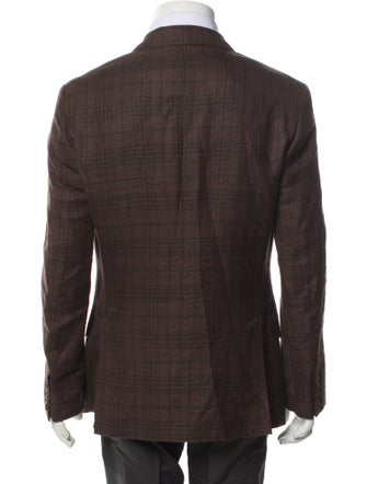 Brunello Cucinelli Linen Plaid Print Blazer