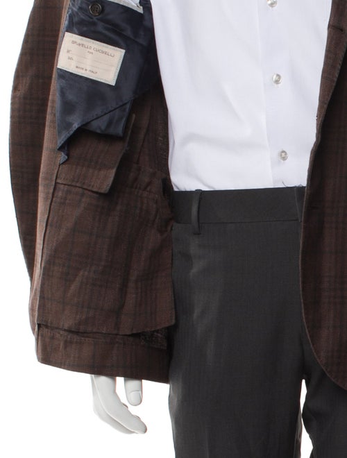 Brunello Cucinelli Linen Plaid Print Blazer