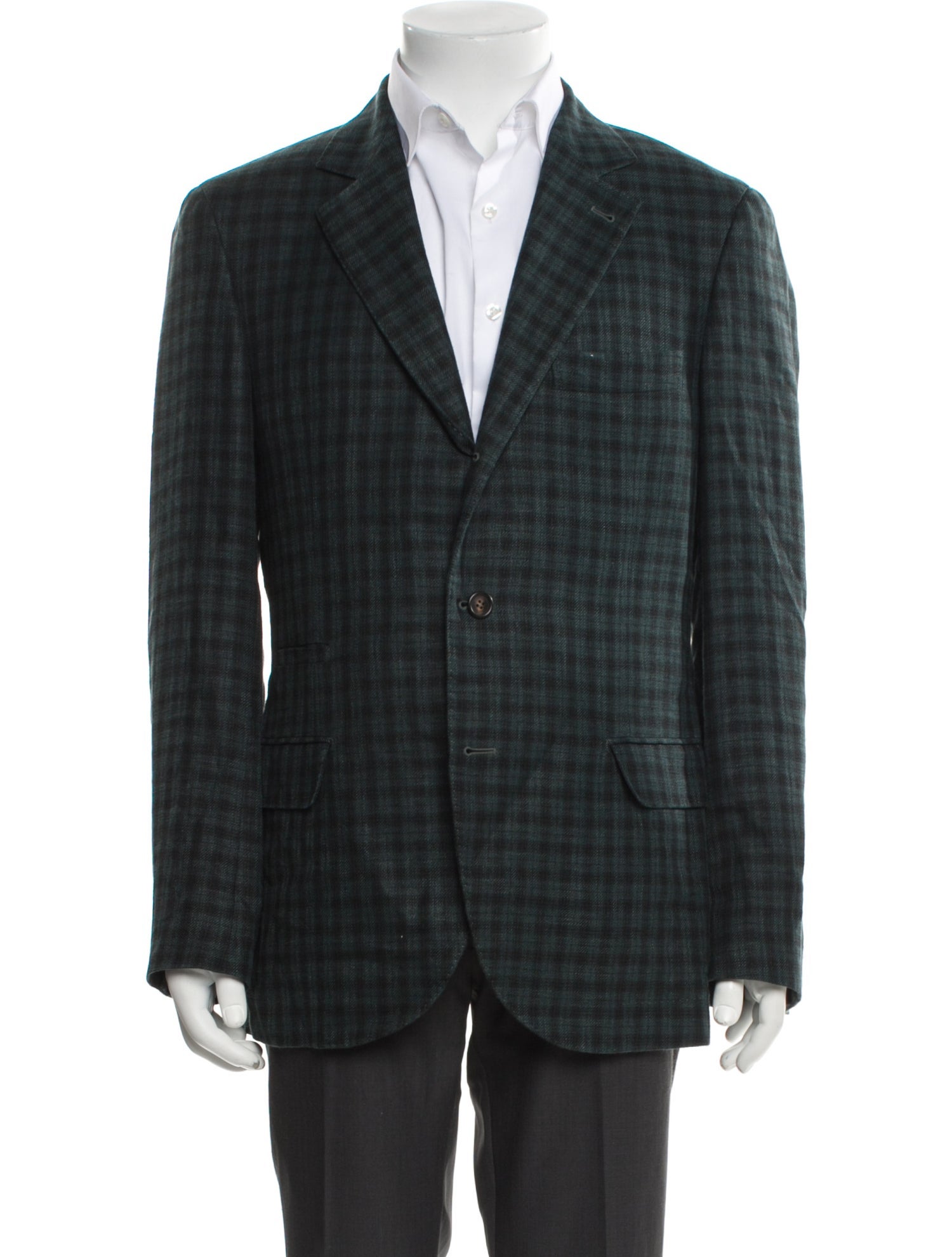 Brunello Cucinelli Linen Plaid Print Blazer