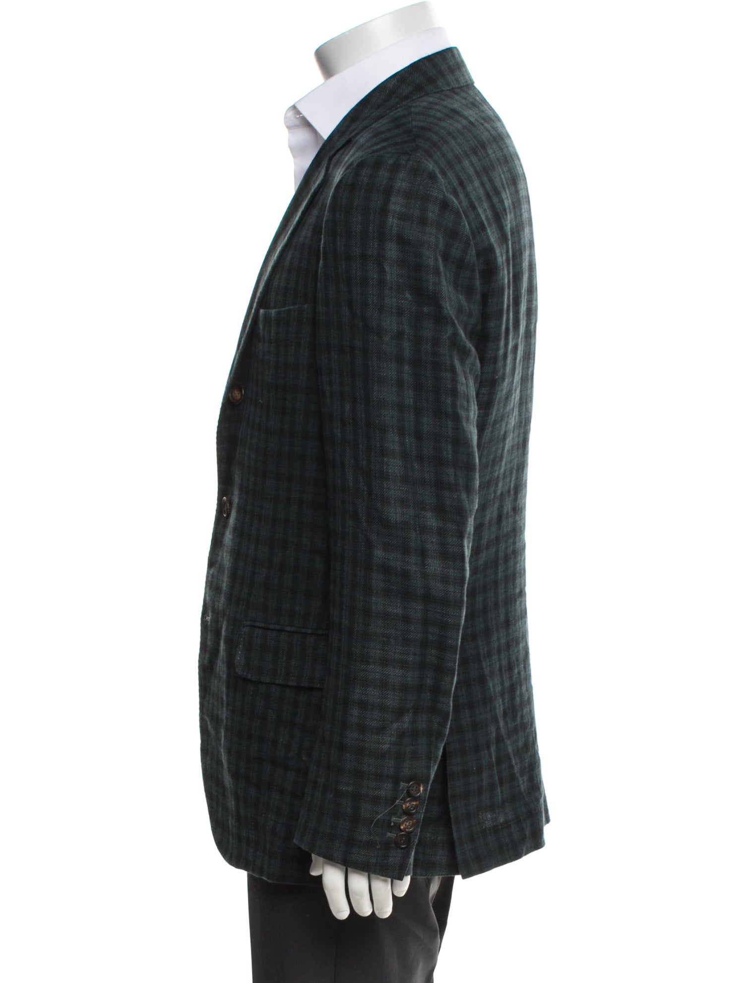 Brunello Cucinelli Linen Plaid Print Blazer