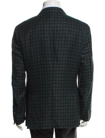 Brunello Cucinelli Linen Plaid Print Blazer