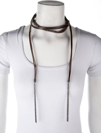 Brunello Cucinelli Monili & Leather Wrap Necklace