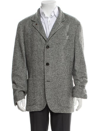 Brunello Cucinelli Cashmere Tweed Pattern Peacoat