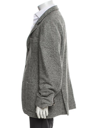 Brunello Cucinelli Cashmere Tweed Pattern Peacoat