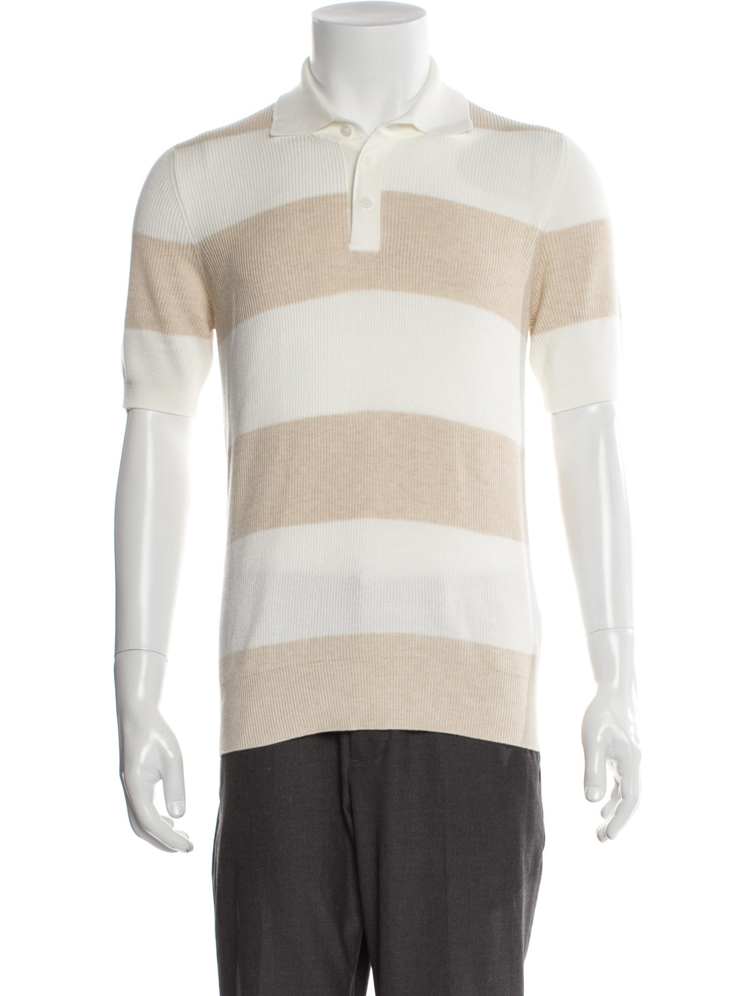 Brunello Cucinelli Striped Collar Polo Shirt