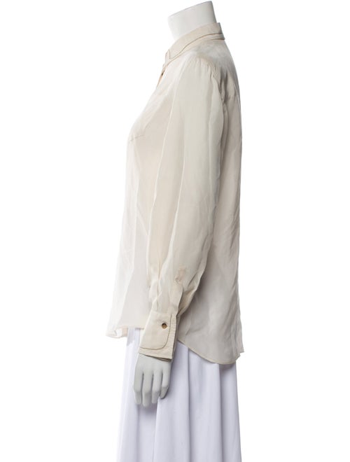 Brunello Cucinelli Silk Long Sleeve Button-Up Top