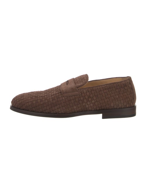 Brunello Cucinelli Suede Lasercut Accents Dress Loafers