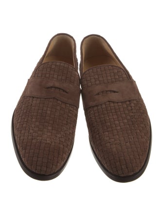 Brunello Cucinelli Suede Lasercut Accents Dress Loafers