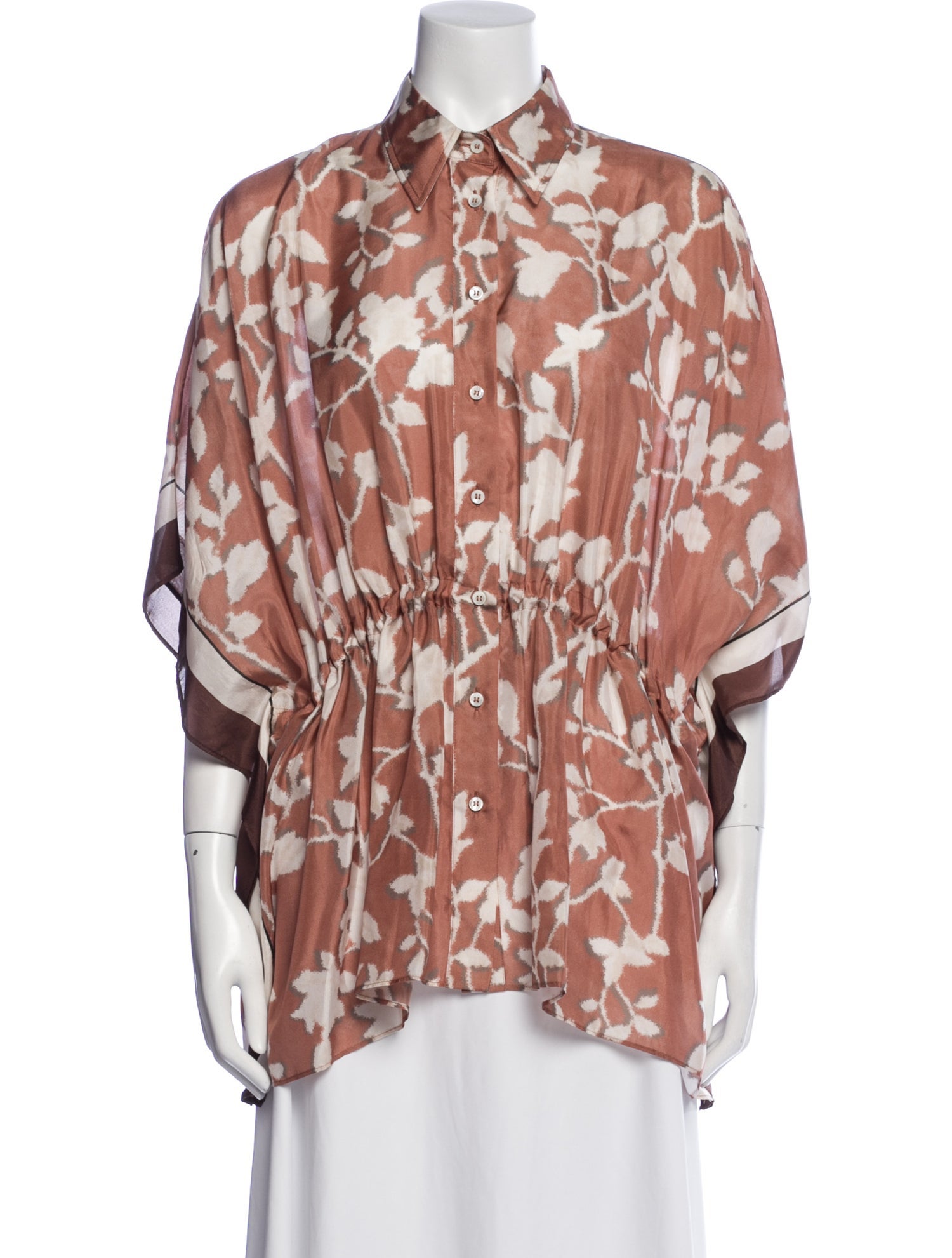 Brunello Cucinelli Silk Printed Button-Up Top