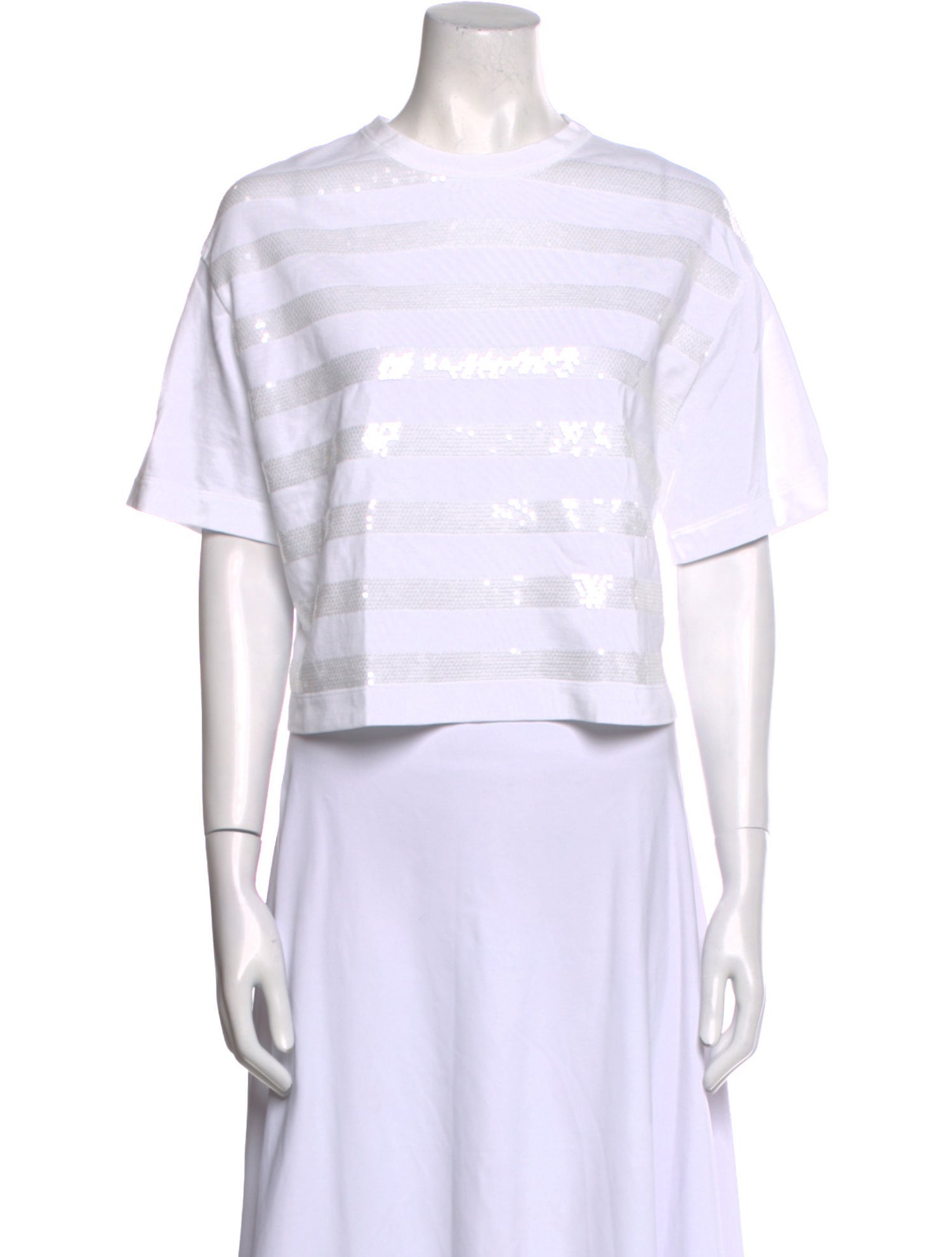 Brunello Cucinelli Crew Neck Short Sleeve Crop Top