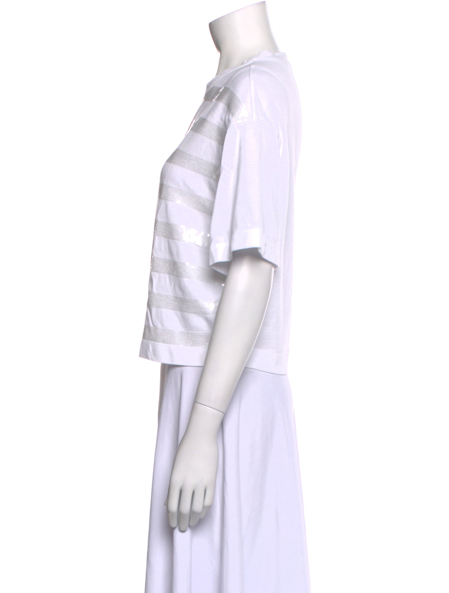 Brunello Cucinelli Crew Neck Short Sleeve Crop Top