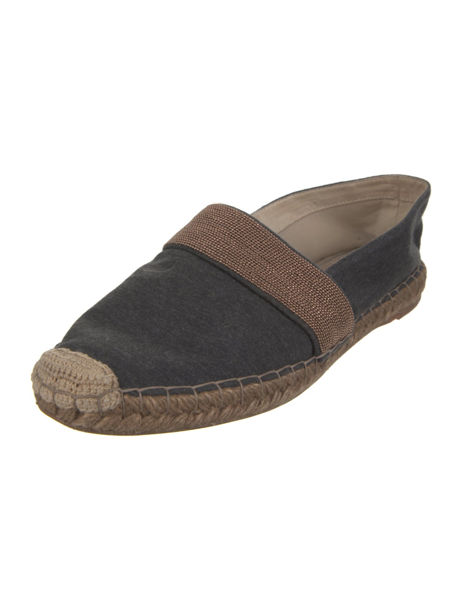 Brunello Cucinelli Colorblock Pattern Beaded Accents Espadrilles
