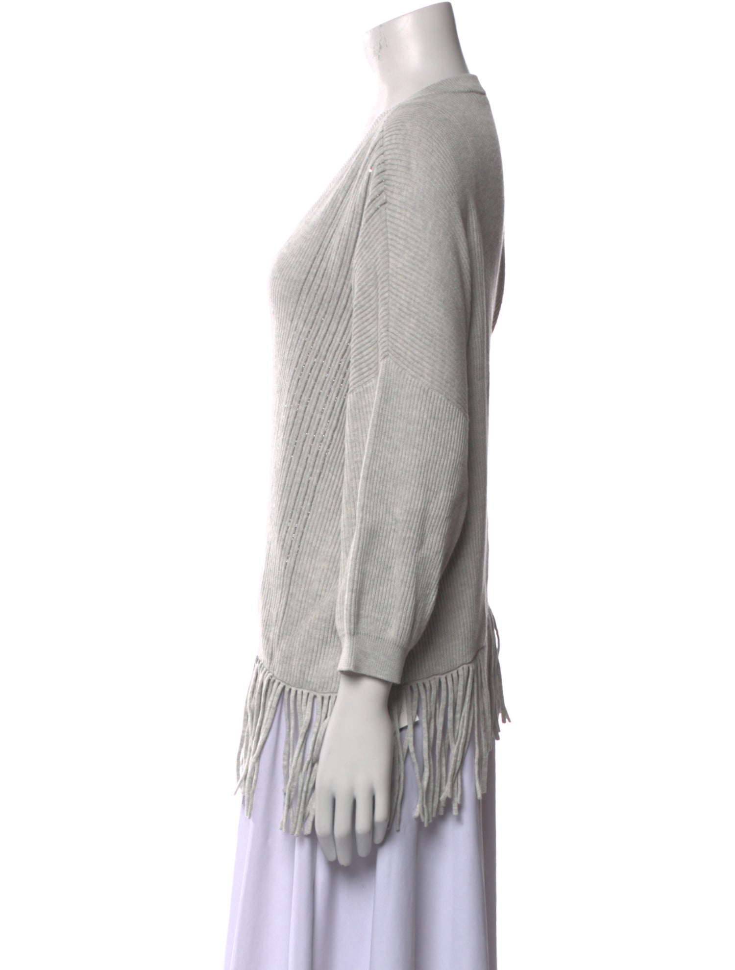 Brunello Cucinelli V-Neck Three-Quarter Sleeve Top