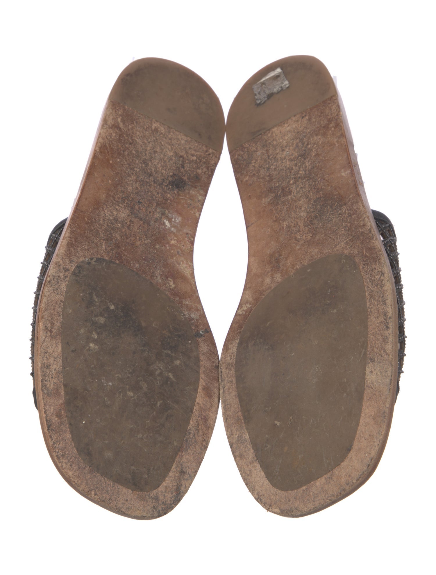 Brunello Cucinelli Leather Mesh Accents Slides