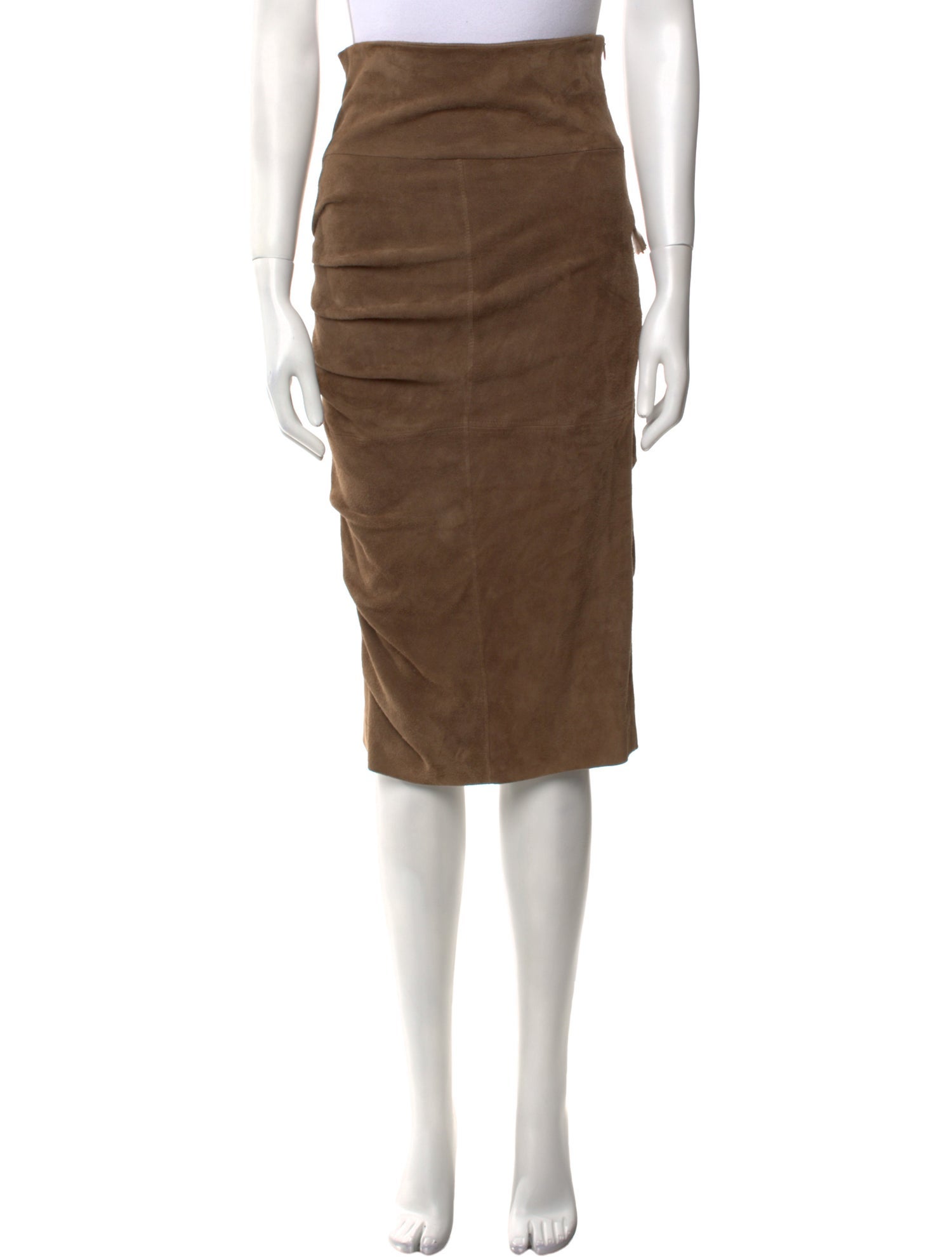Brunello Cucinelli Leather Midi Length Skirt