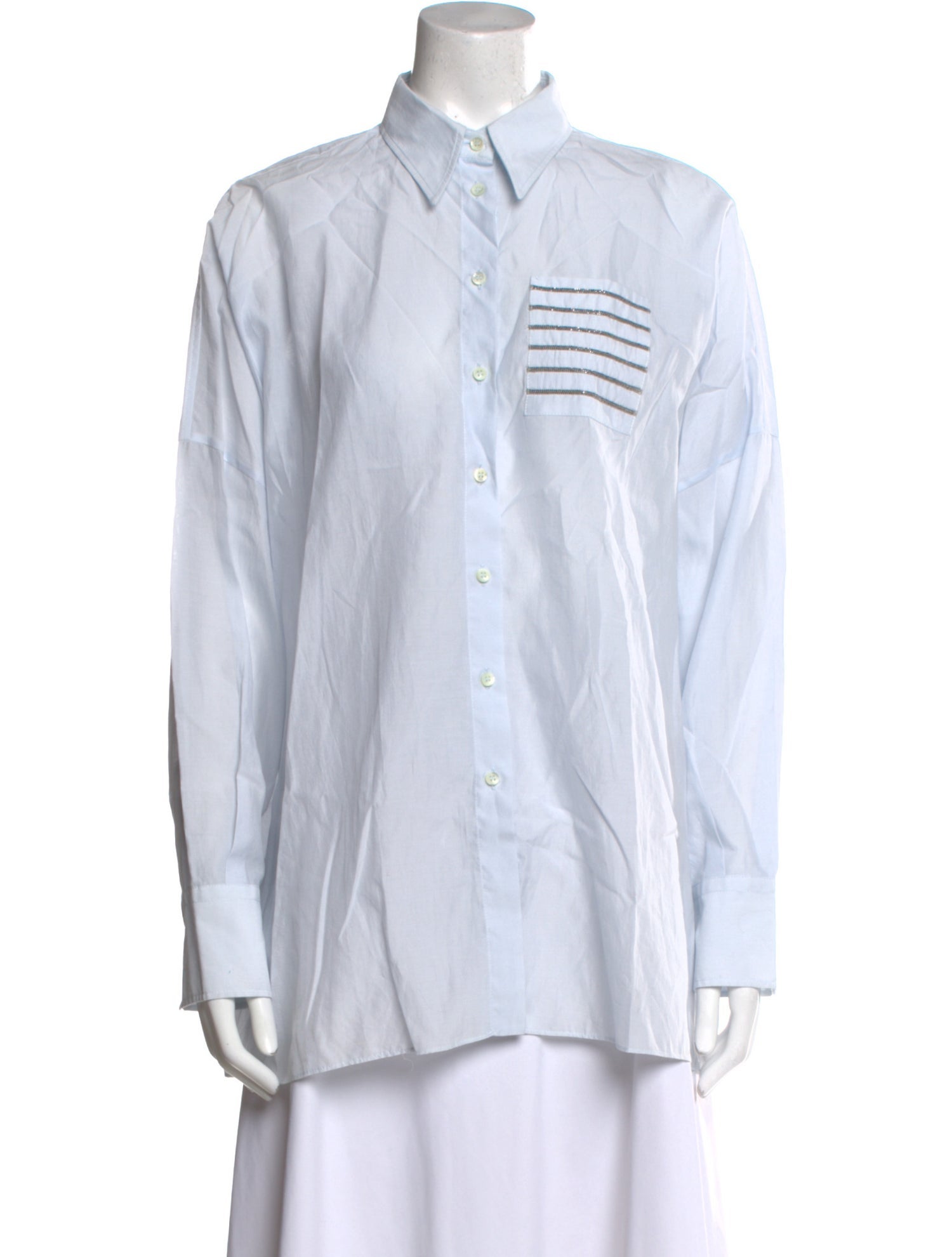 Brunello Cucinelli Long Sleeve Button-Up Top