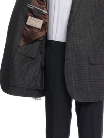 Brunello Cucinelli Wool Plaid Print Two-Piece Blazer