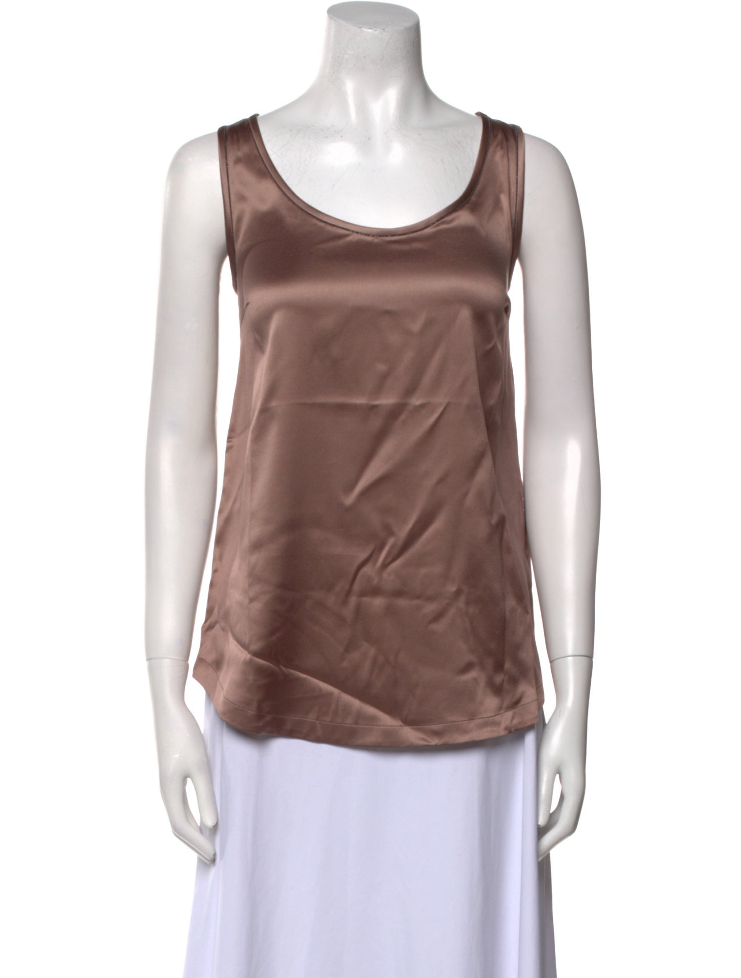 Brunello Cucinelli Silk Scoop Neck Top w/ Tags