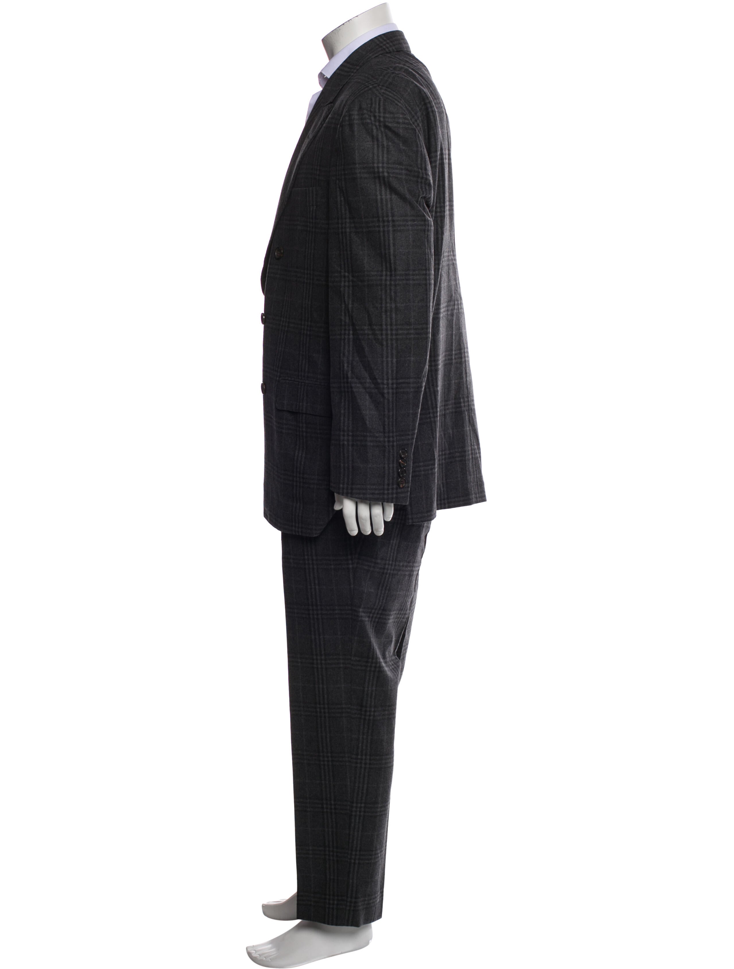 Brunello Cucinelli Wool Plaid Print Two-Piece Suit