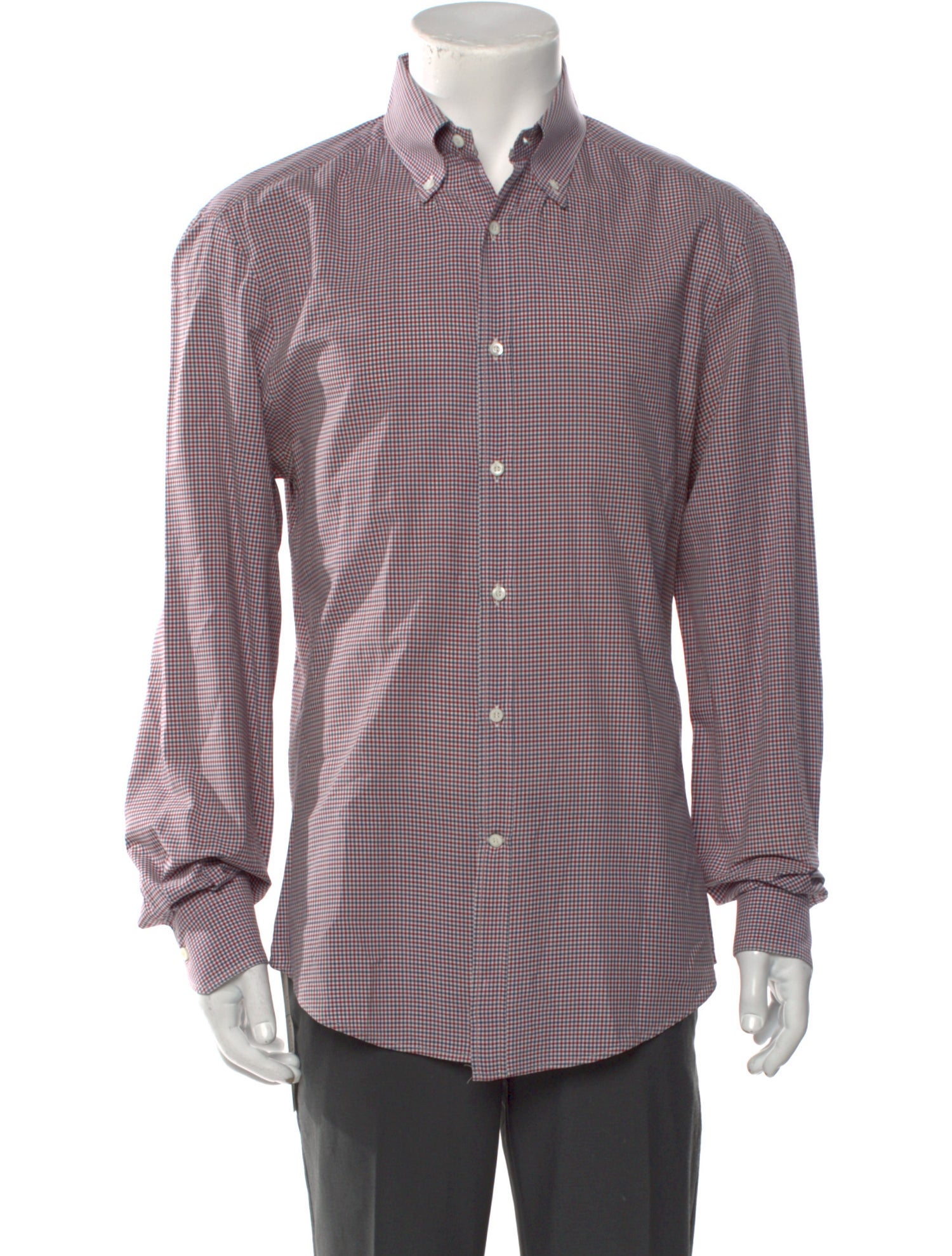 Brunello Cucinelli Plaid Print Long Sleeve Shirt