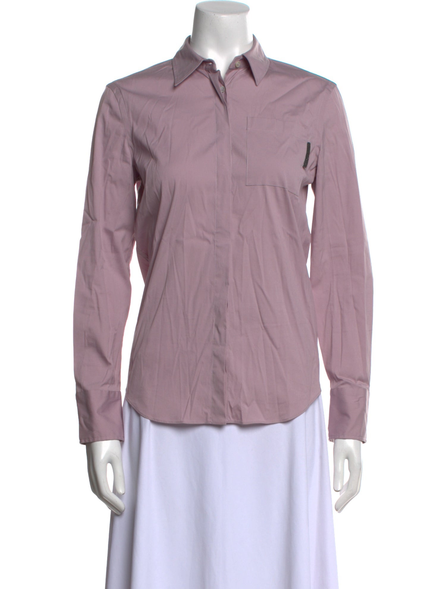 Brunello Cucinelli Long Sleeve Button-Up Top