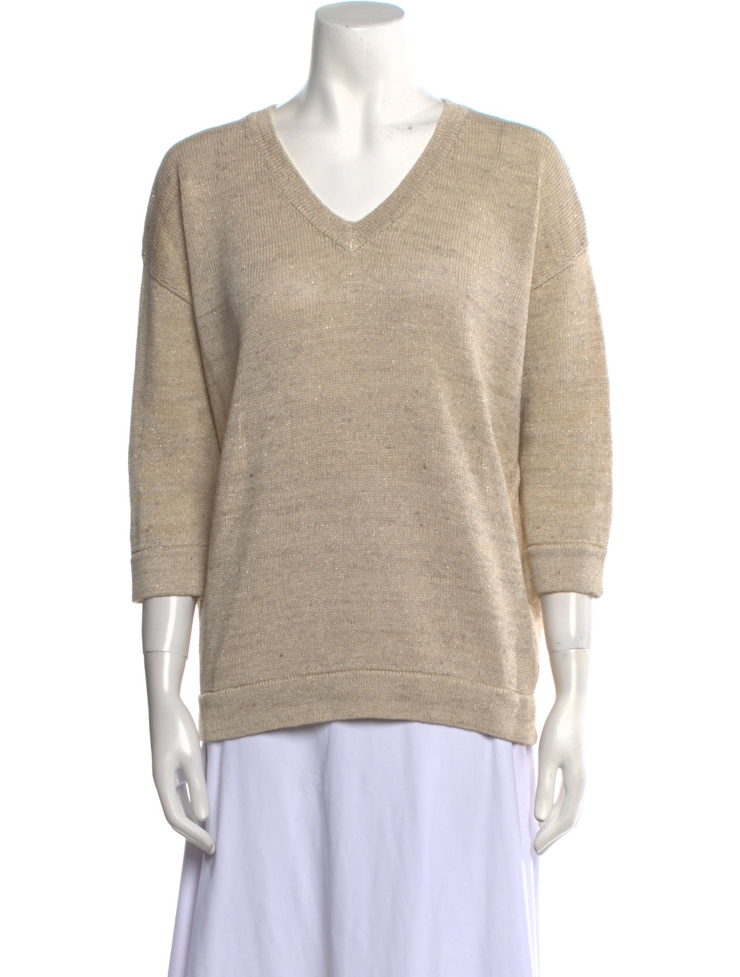 Brunello Cucinelli Linen V-Neck Sweater