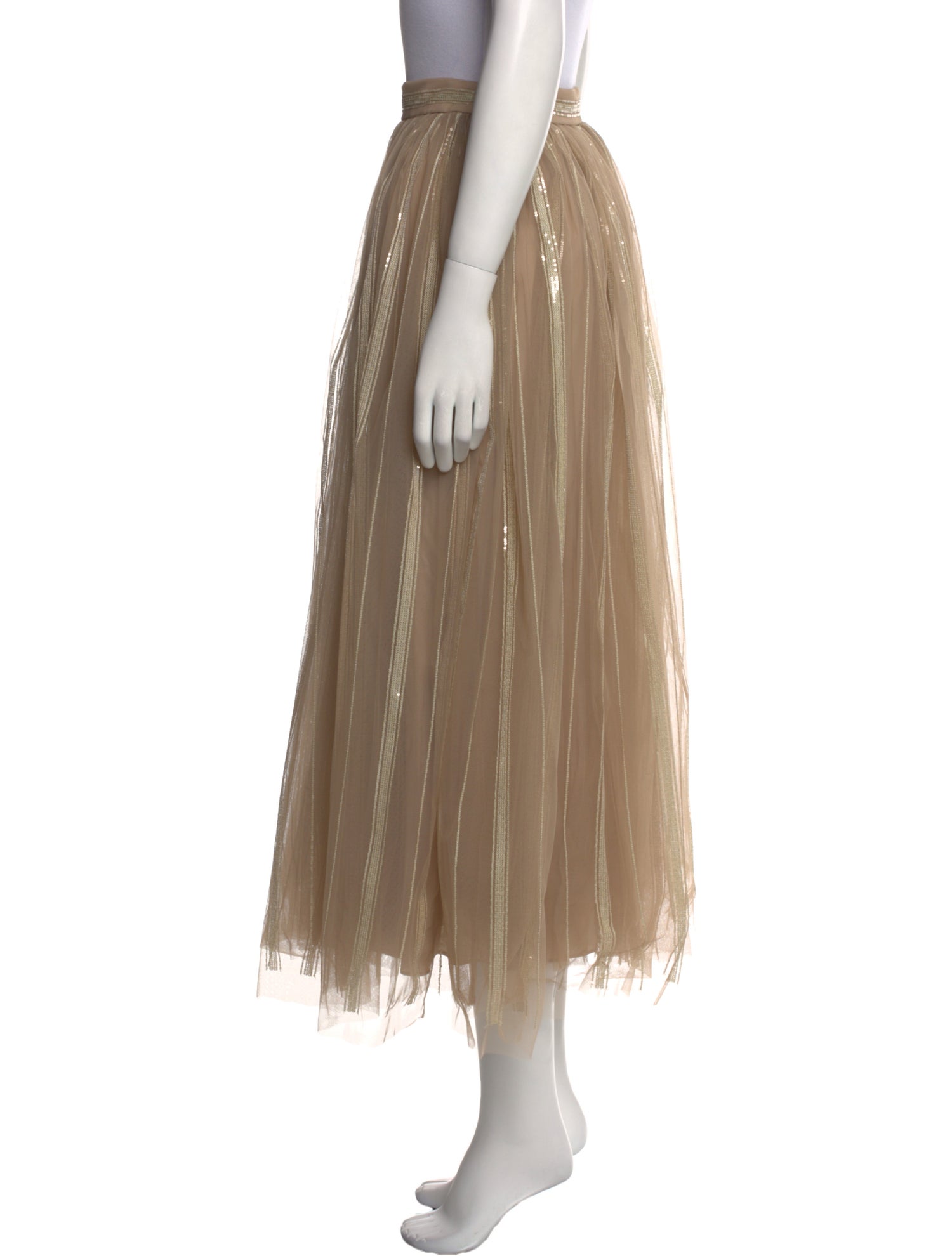 Brunello Cucinelli Mesh Accents Midi Length Skirt w/ Tags