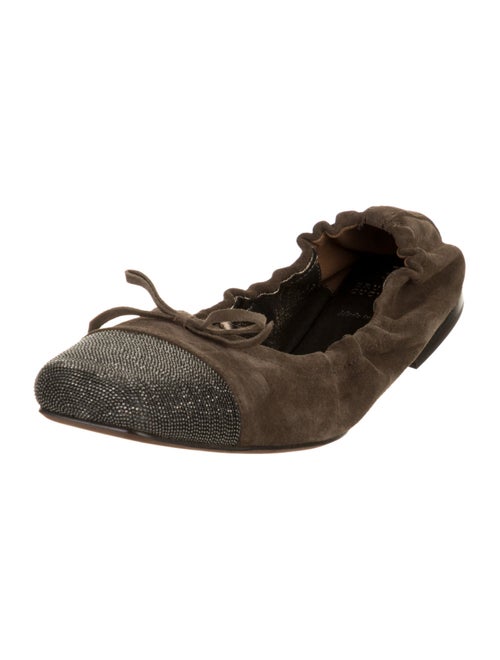 Brunello Cucinelli Monili Suede Ballet Flats